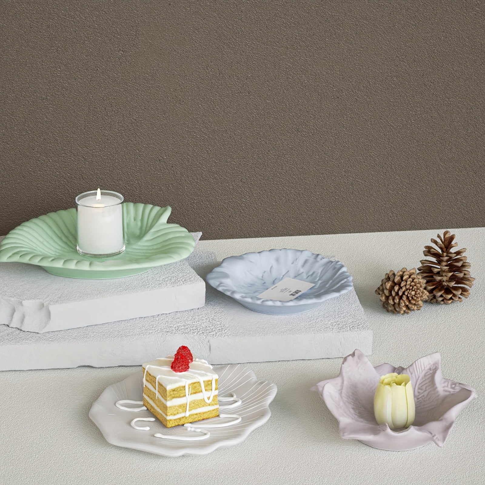 4PCS Leaf Shell Petal Flower Shape Storage Tray Silicone Mold for Crafting Jewelry, Bathroom, Kitchen - Resin Mold for DIY Home Organization