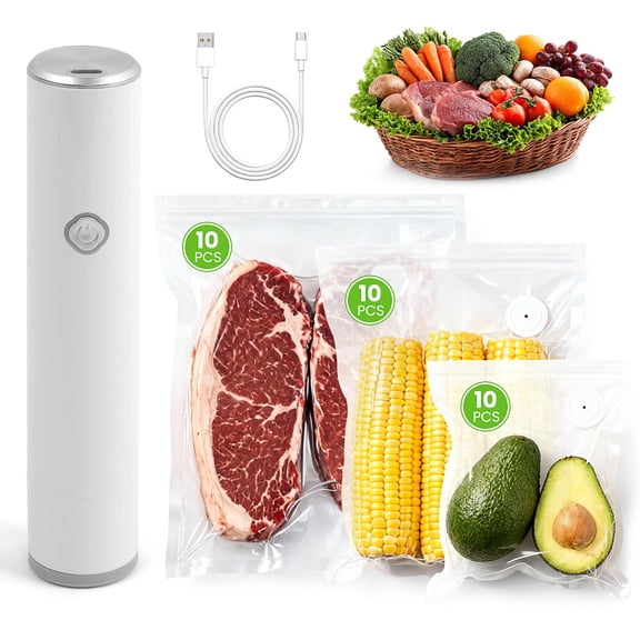 BREENHILL Handheld Vacuum Sealer for Food with 30 Reusable Bags, Cordless Food Storage Vacuum Pump for Meal Prep and Leftovers