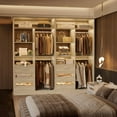 thumbnail image 4 of iSunirm 36" Free Standing Walk-in Closet System with 3 Wooden Drawers, Closet Organizer System with Hanging Rods and Storage Shelves, Heavy Duty Closet for Bedroom, 36"L x 16"W x 80"H, White Oak, 4 of 7