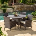 thumbnail image 2 of Christopher Knight Home Rodgers Outdoor Multi-Brown 5-piece Dining Wicker Set with Cushions by, 2 of 4