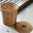 thumbnail image 4 of Woven Basket Trash Can Round Rattan Waste Basket with Lid Planter Woven Storage Baskets Wicker Wastebasket Garbage Bin, 4 of 8