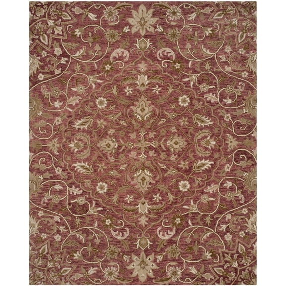 SAFAVIEH Bella Kade Floral Medallion Wool Area Rug, Rose/Taupe, 5' x 5' Square