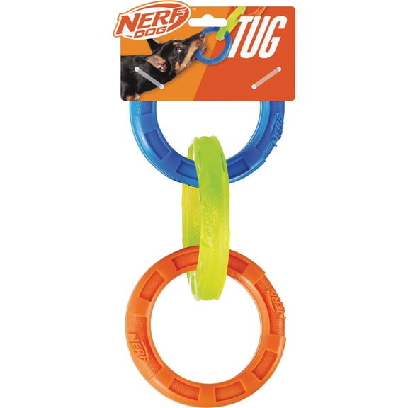 Nerf Dog 10.5in TPR 3 Ring Tug - Blue/Green/Orange