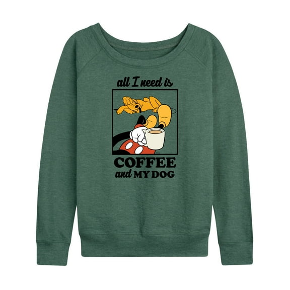 Mickey & Friends - Coffee And My Dog - Women's Lightweight French Terry Long Sleeve Shirt