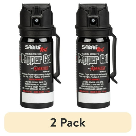 (2 pack) SABRE Crossfire Pepper Gel with Belt Clip, Solid, 0.48 lb, 1 Ct, New, Pocket Pepper Sprays