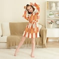 thumbnail image 3 of FORMRS Niños Bathrobe Unisex Hooded Robe Soft Plush Pajamas Sleepwear, Size 10-12T, Beige Geometric Circles, 3 of 7
