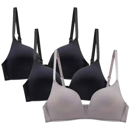 Bigersell Women s Underwear Bra Clearance 3pcs Women s Bra Wire Underwear Bra Everyday Small Cup Underwear Balconette Bra Style F-182 Coffee M