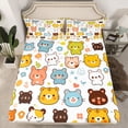 thumbnail image 2 of jejeloiu Cute Tiger Pattern Twin Sheet Sets,Kawaii Cartoon Bear Twin Fitted Sheet,Colorful Cartoon Wildlife Flat Sheet For Kids,Super Cozy Room Decor,3pcs, 2 of 7