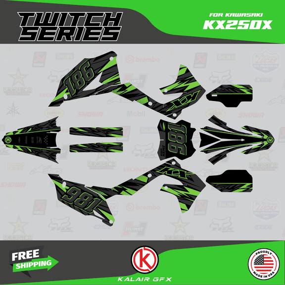 Kalair GFX Graphics Kit for Kawasaki KX250X (2021 ) Twitch Series