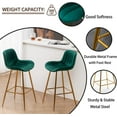 Gold Bar Stools Set of 2, Green Velvet Bar Height Stools，Island Chairs