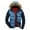 Blue, variant on Men's Puffer Jacket Waterproof Winter Bubble Coats Zip Up Long Sleeve Down Jacket Quilted Insulated Coat Ski Parka Outerwear with Faux Fur Hooded