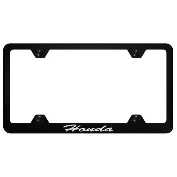 Honda Laser Etched Script Stainless Steel Wide Body License Plate Frame (Black)