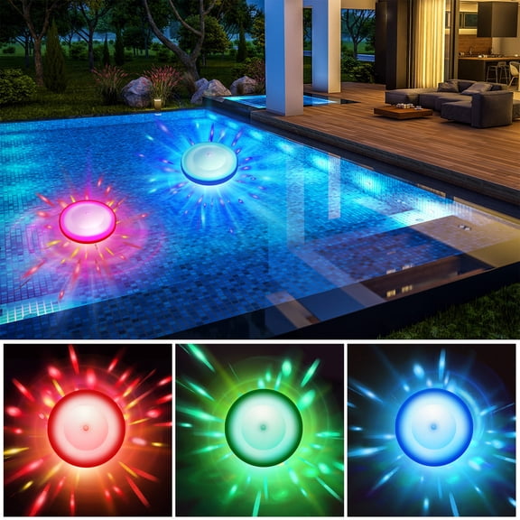 LWVITH 2 Pack Solar Floating Pool Lights, RGB Color Changing Pool Lights for Swimming Pool, IP68 Waterproof Outdoor Floating Pond Light,Auto On/Off Multicolor Decorative Lamps,Summer Pool Party Gift