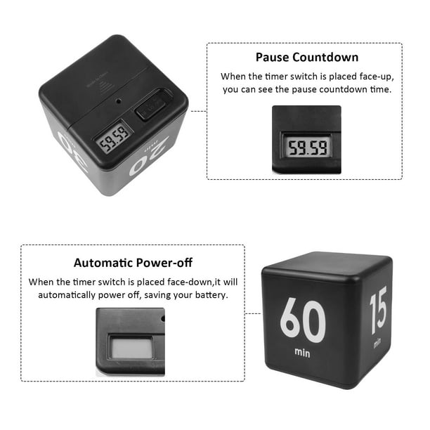 2PACK Time Cube Plus Preset Timer with 4 LED Light Alarm for Time Countdown Settings (Black&White - 1 3 5 10 Minutes) Walmart.com