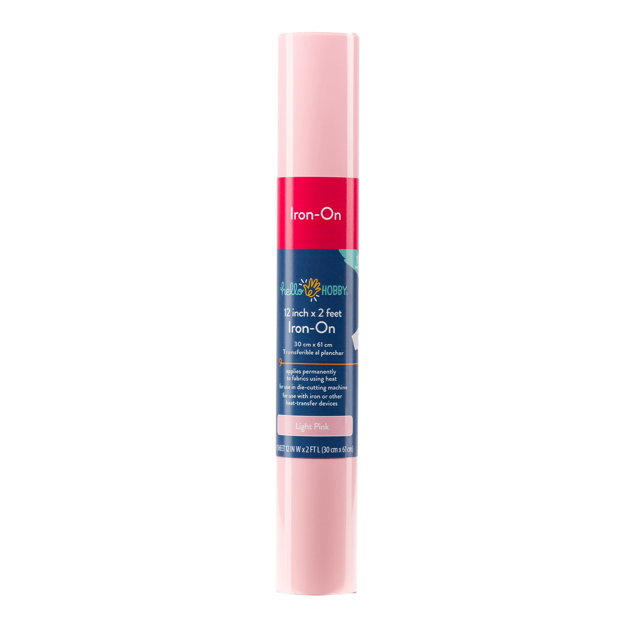 (3 pack) Hello Hobby 12" x 2' Light Pink Iron-On Craft Vinyl Roll