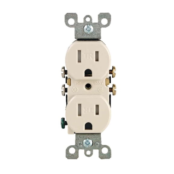 Leviton Duplex Outlet Receptacle - Impact-Resistant, Tamper-Resistant - 15A, Multicolor