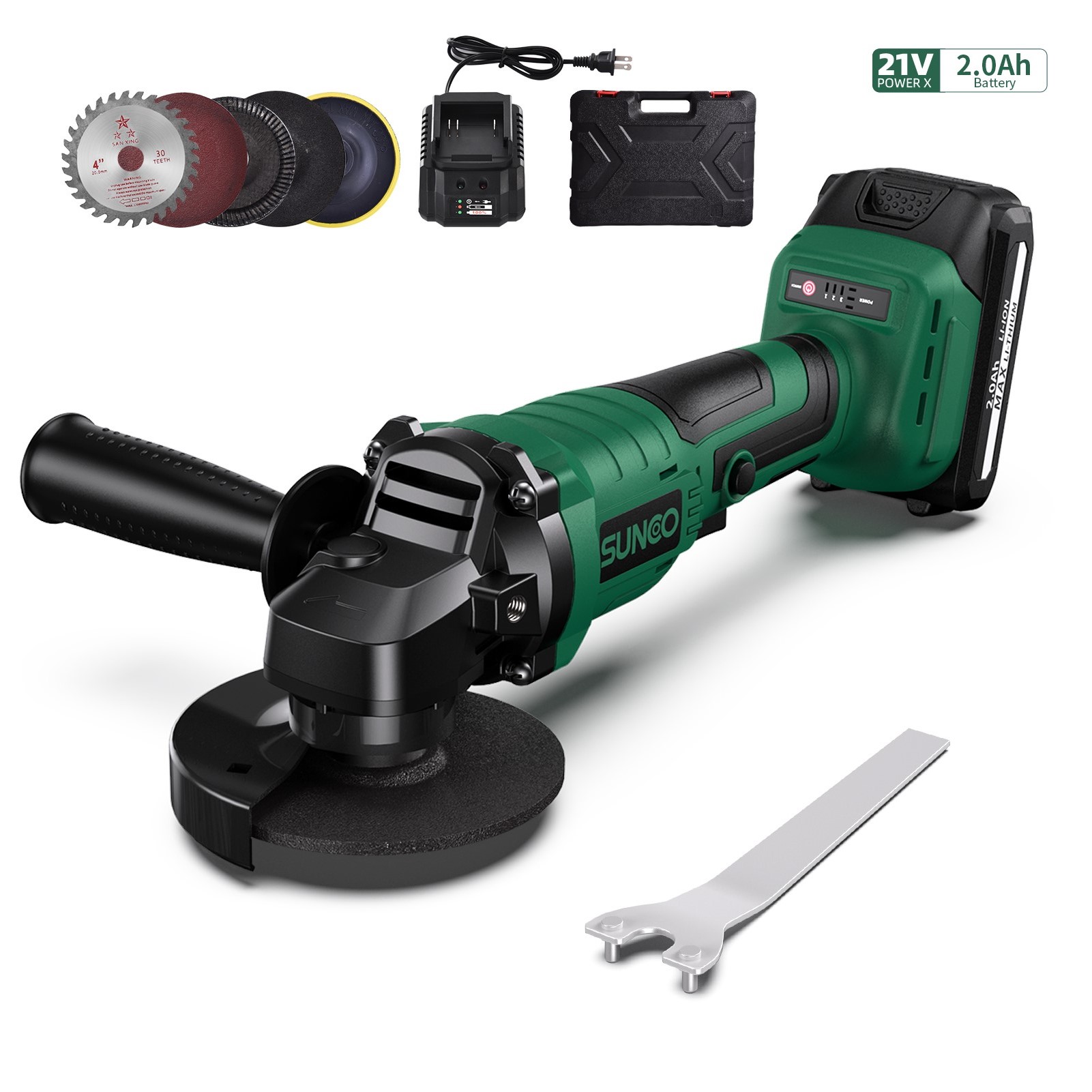 Famure Angle Grinder|Black and Green 