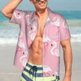 thumbnail image 4 of Uemuo Pink Flamingo Printed Regular Fit Short Sleeve Casual Hawaiian Shirt for Men,Aloha shirt,Tropical shirt,Floral print shirt,Vacation Beach shirt-3X-Large, 4 of 9