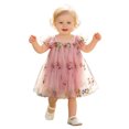 thumbnail image 5 of Girls Princess Dress Flower Girl Dress Ball Gown Flutter Sleeve Tulle Embroidered 3D Flower Floral Embroidery Party Holiday Elegant Fancy Dresses for Girls 3-24M, 5 of 8