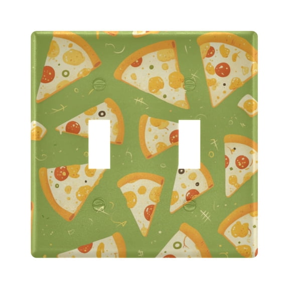 Dailycode Light Switch Plate Covers 2 Gang Wall Plate Plastics Outlet Covers for Kitchen Home Office Decor Cartoon Pizza