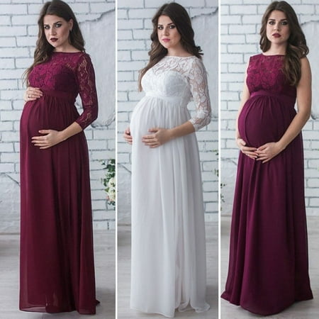 Womens Female Lace Maternity Photography Props Long Pregnancy Dress Clothes For Pregnant Ladies Dresses