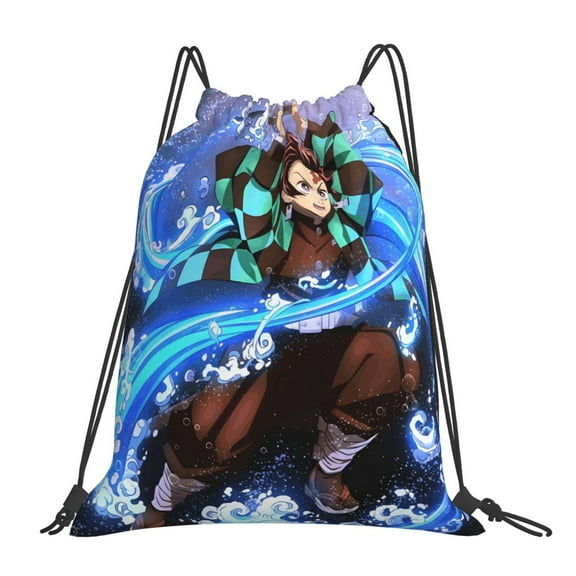 Demon Slayer Tanjiro Kamado Drawstring Backpack Sport Gym Bag For Yoga Swimming Gymsack Sport Strap Pack Bag 16x19 inch