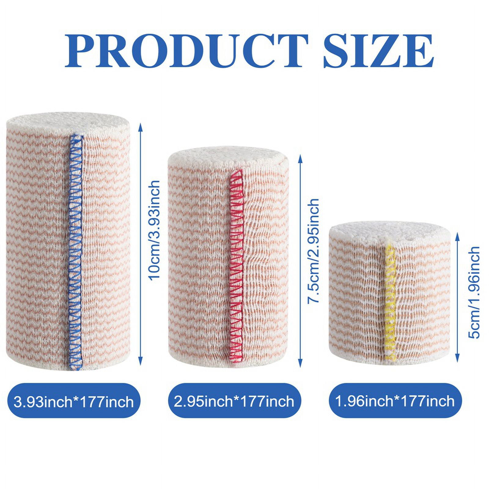 AOWOO Premium Elastic Bandage Wrap, 6 Pack Cotton Latex Free Compression Bandage Wrap with Touch Closure at Both Ends, Support & First Aid for Sports, Medical, and Injury Recovery
