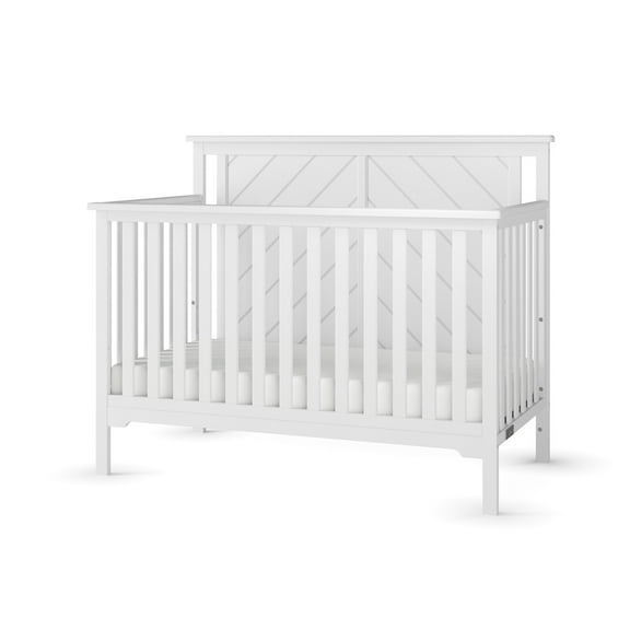 Child Craft Hampton 4-in-1 Convertible Crib, Flat Top Panel Design, 3 Mattress Heights, Matte White