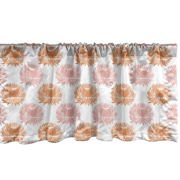Floral Window Valance, Detailed Illustration of Chrysanthemum Flowers on a Plain Background, Curtain Valance for Kitchen Bedroom Decor with Rod Pocket, 54" X 12", Apricot Blush and White, by Ambesonne