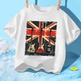 thumbnail image 4 of Shirts for Boys and Girls Vintage Guitar Union Jack Rock Guitarist T-Shirt for Kids Summer Fashion Tees (White 10-11 Years), 4 of 6