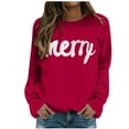 thumbnail image 2 of Oversized Sweatshirts For Women Loose Cute Merry Funny Xmas Letter Printed Long Sleeve Christmas Shirts Casual Comfortable Holiday Pullover Tops Fall Winter Loungewear Outfits Clothes Hot Pink M, 2 of 6