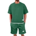 thumbnail image 2 of Shorts Sets Men 2 Piece Outfits Tracksuit Waffle T-Shirts and Shorts Clothes Casual Jogging Active Sets with Pockets, 4XL, 2 of 6