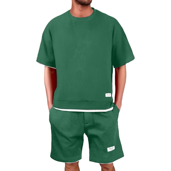 Clossjun Mens 2 Piece Short Set Matching Drawstring Baggy Shorts Sets Casual Summer Outfits