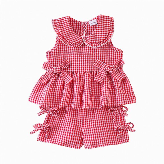 KPOPLK Baby Clothes Cute Sleeveless Ruffles Vest Top Tank Tee and Shorts Toddler Girl Summer Outfit Set 9 12 18 Months 2T 3T 4T 5T(2-3 Years,Red)