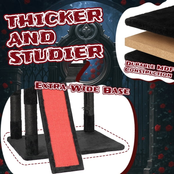 Alvantor Gothic Cat Tree 53.5 in with Coffin Bed and Cat Condo Multi Level Tower with Sisal Scratching Posts Spider Toys