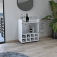 thumbnail image 4 of Kitchen Carts, St Andrews Bar Cart with Built-In 8-Bottle Rack, Double Glass Door Cabinet, and Aluminum-Edged Top Surface, White Kitchen Islands,Engineered Wood Metal Kitchen Carts, 4 of 7