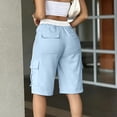thumbnail image 5 of Hvogkswy Cargo Shorts Women, Elastic Button Zipper Waist Straight Leg Shorts with Multi Pockets Soft Loose Summer Casual Cargo Shorts, 5 of 6