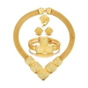 Newest Luxury Christmas Tree Jewelry Set Gold Color Diamond Necklace/Bracelet/Earrings/Ring Elegant Arab Bridal Wedding Gift