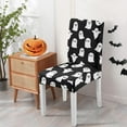 thumbnail image 4 of Halloween Chair Covers Set of 4,Holiday Dining Stretch Removable Protector,Black Cute Spooky Ghost Chair Back Covers Farmhouse Decor,Colorful Seat Slipcovers for Dining Room and Party, 4 of 5