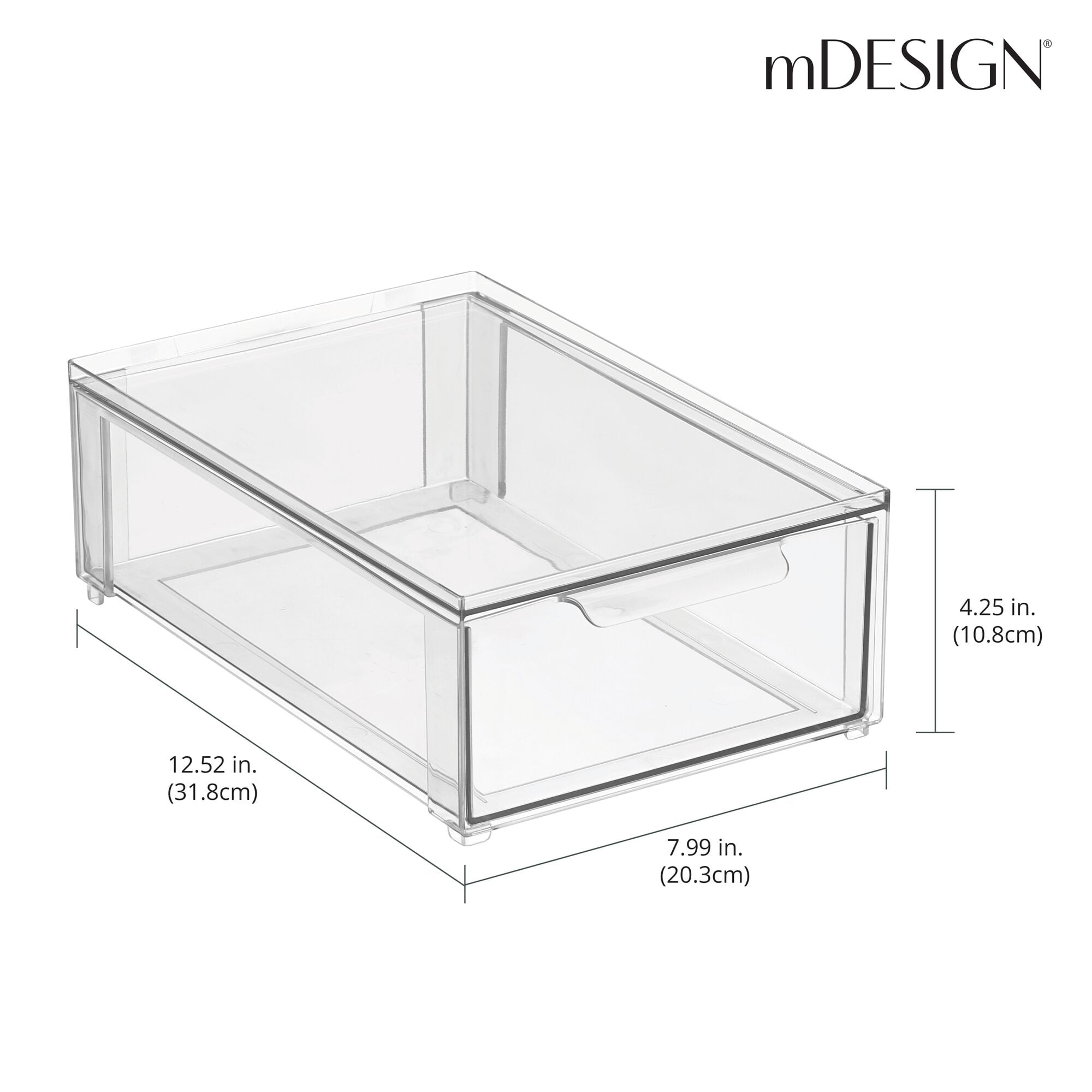 mDesign mdesign stackable storage containers box with 2 pull-out drawers -  stacking plastic drawer bins for master or guest bathroom