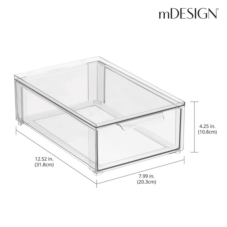 mDesign mdesign stackable storage containers box with pull-out drawer -  stacking plastic drawers bins for kitchen pantry and cupboard
