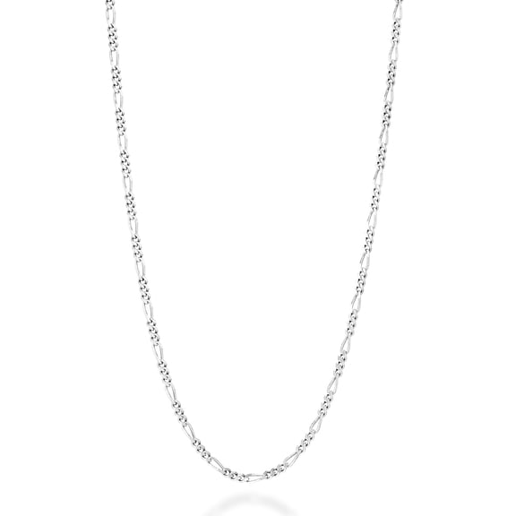 Miabella Italian Solid 925 Sterling Silver, 18K Gold Plated 1.5mm Diamond-Cut Figaro Link Chain Necklace for Women Men, Made in Italy (Sterling Silver, 18 Inches)