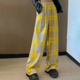 thumbnail image 4 of cFmduc Plaid Pants for Women Elastic High Waist Wide Leg Sweatpants Pajama Pants Y2k Baggy Pants with Pockets Streetwear, 4 of 7