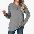 thumbnail image 2 of hotojiny Womens Oversized Sweatshirts V Neck Long Sleeve Casual Pullover Tops Fall Solid Button Lightweight Shirts, 2 of 7