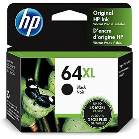 Original HP 64XL Black High-yield Ink Cartridge | Works with HP ENVY Inspire 7950e; ENVY Photo 6200, 7100, 7800; Tango Series | Eligible for Instant Ink | N9J92AN