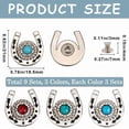 thumbnail image 2 of 9Pcs/Box Horseshoe Screw Back Buttons Conchos 3 Colors Western Cowboy Style Decorative Leather Buckles 19mm Turquoise Gemstone Metal Vintage Retro Castings Rivets Studs for DIY Craft Fabrics Colorful, 2 of 9