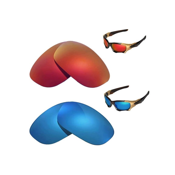 Walleva Polarized Ice Blue   Fire Red Lenses for Oakley Pit BOSS II Sunglasses