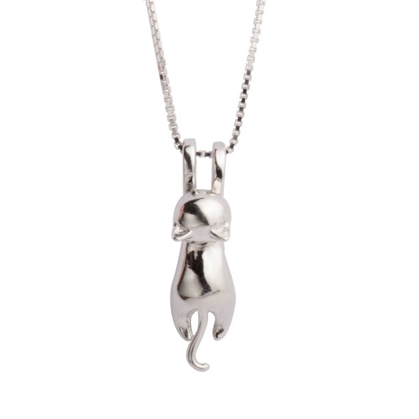 Collar S.Leaf de plata de ley con forma de gato para mujer con extensor