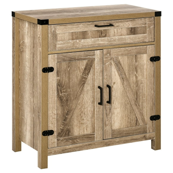 HOMCOM Farmhouse Sideboard Buffet Cabinet with Drawer and Adjustable Shelf