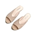 thumbnail image 2 of Fesfesfes Womens Slides Women's Summer One-line Wedge Heel Sandals Suede Solid Color Woven Slippers For Women 7(39), 2 of 7